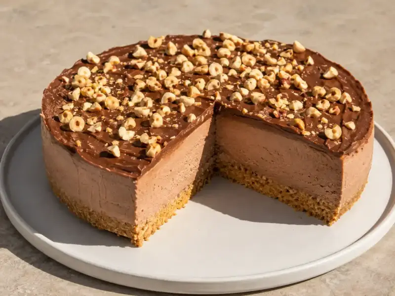 Chokladkaka med hasselnötter, perfekt för ett Nutella recept. En krämig fyllning och krispig botten.